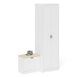 Шкаф для прихожей с обувницей с сиденьем П-6 № 10 МДФ фрезеровка прованс