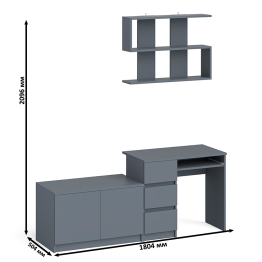 Тумба с дверками МА900 с компьютерным столом МС-6 левым и полкой 900