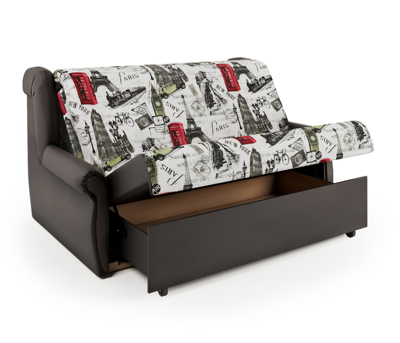 Диваны с ящиком для белья, Диван-кровать Аккорд М 120, велюр/экокожа