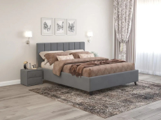 Мягкая кровать, Кровать Оливия (180*200), ткань рогожка bahama grey