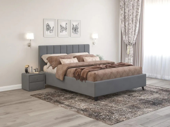 Кровать Оливия (180*200), ткань рогожка bahama grey