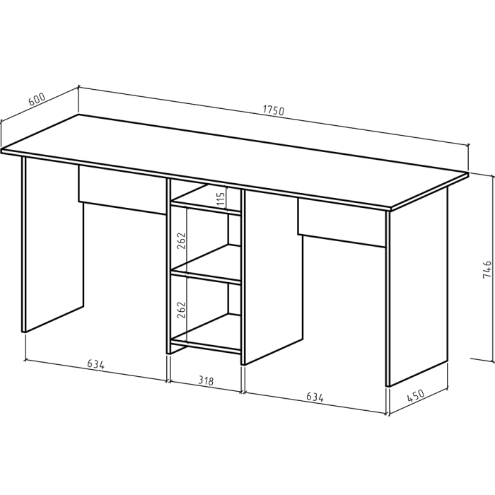 Прямые компьютерные столы, Письменный стол Лайт 10 для двоих