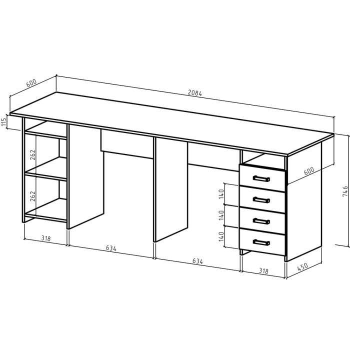 Прямые, Письменный стол Лайт-13