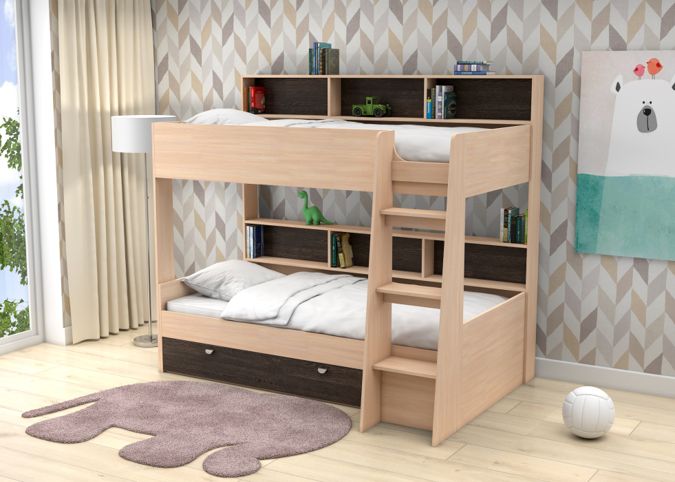 Для подростков, Двухъярусная кровать Golden Kids 1 дуб молочный