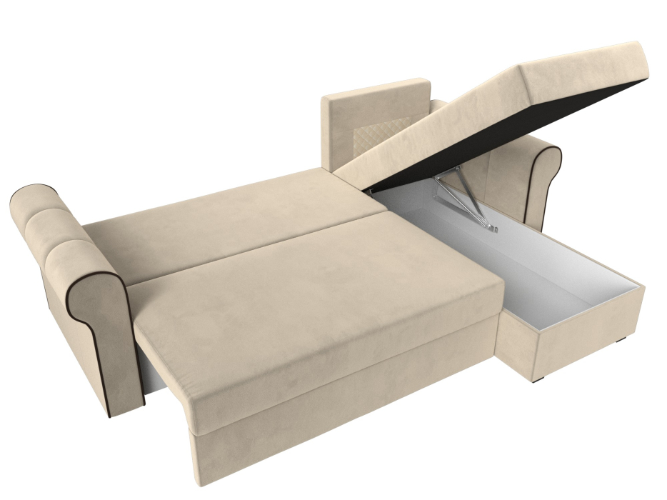 Диваны угловые в гостиную, Угловой диван-кровать Рейн, еврокнижка, микровельвет, правый