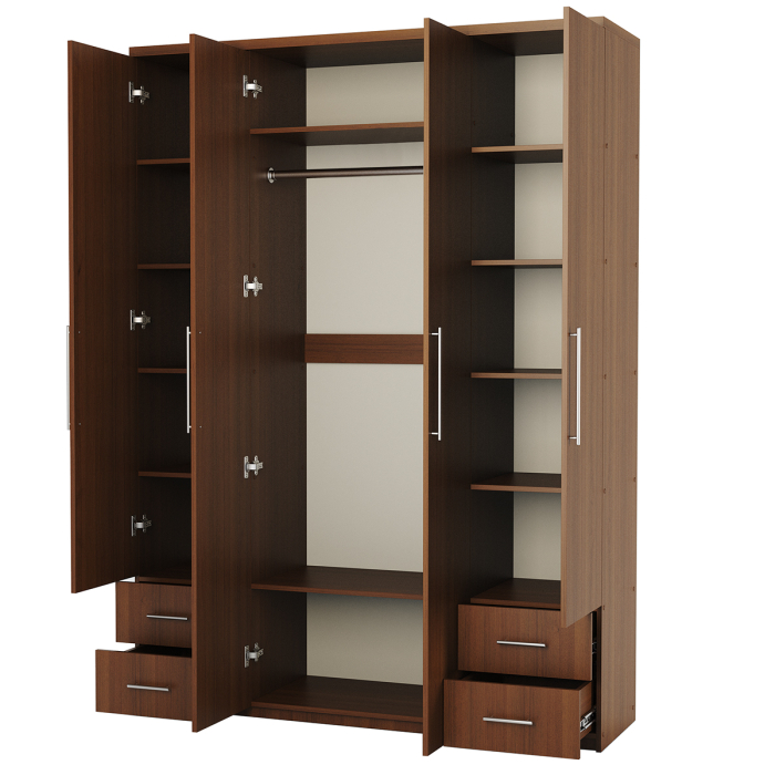 Для одежды, Шкаф четырехдверный Комфорт МКЯ2-43 120х60 с зеркалами