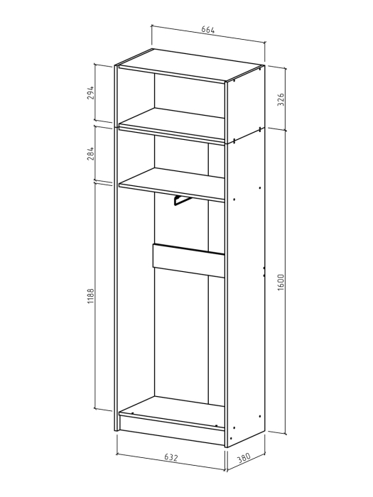 Для одежды, Шкаф Август-3  антресолью