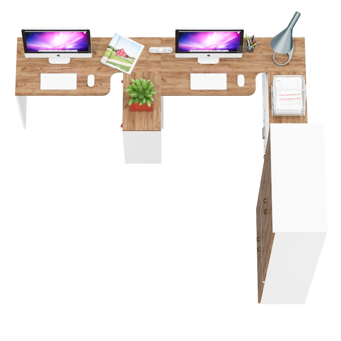 Домашние кабинеты, Место для работы в домашнем офисе Лидер-8 для двоих человек из столов с тумбой 3.19 и шкафа 20Б