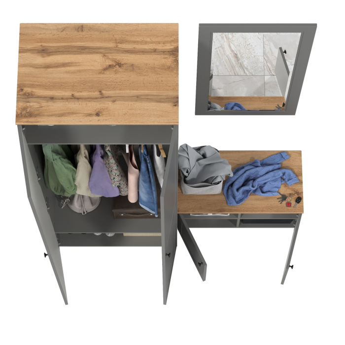 Прихожие, Тумба две дверки и шкаф для одежды с зеркалом Остин