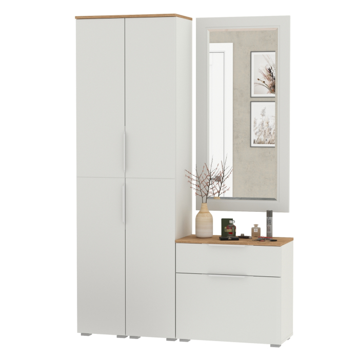 Прихожие, Два шкаф-пенала и обувница с ящиком с зеркалом Октава