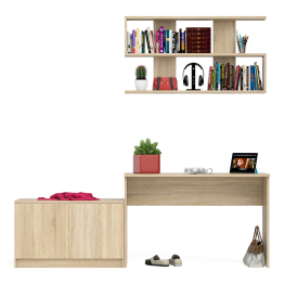 Письменный стол Мори МСП1200 с полкой и тумбой две дверки