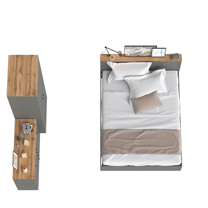 Спальные гарнитуры, Спальня Остин из комода-тумбы с кроватью 1600 с основанием и бельевого шкафа 13.224