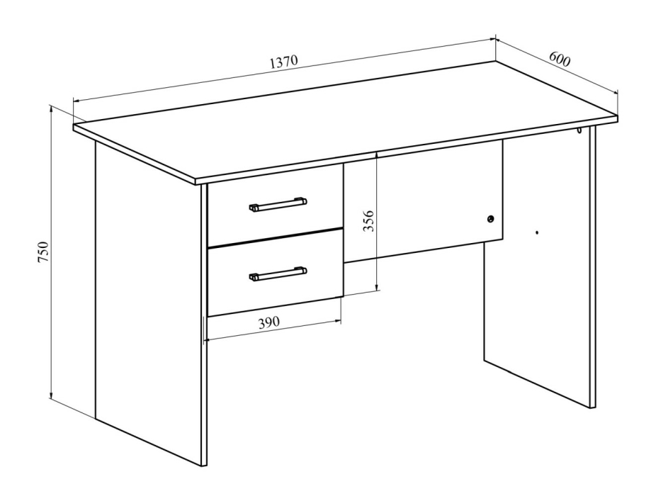 Прямые, Стол с тумбой  ОФ-113K+ОФ-21