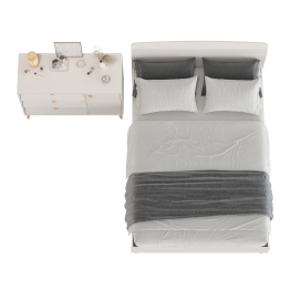 Комод на красивых ножках с тремя ящиками и дверкой и кровать Афина 1400 двуспальная