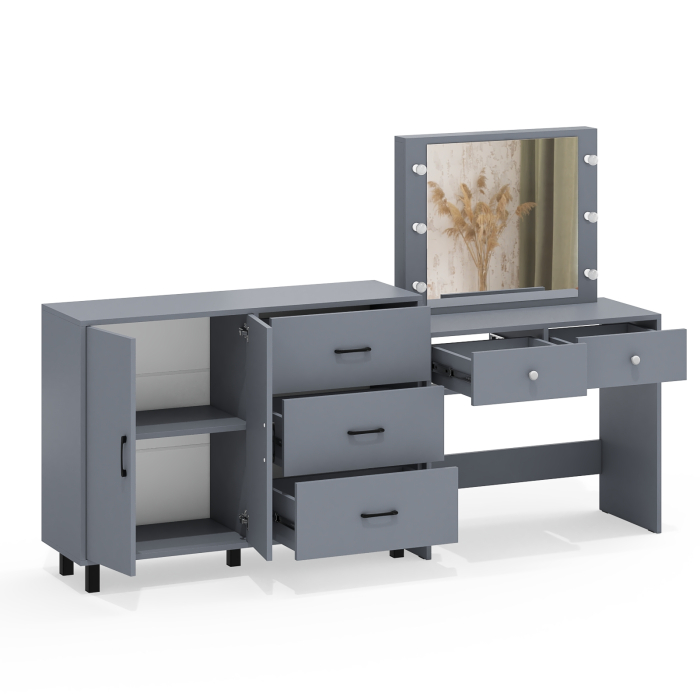 С зеркалом, Комод 123-1204 и косметический столик с подсветкой СТ-5