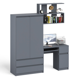 Стол компьютерный с ящиком МС-1 правый с навесной полкой и шкаф-комод МШ900.1 Мори