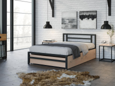 Кровати 120 см, Односпальная кровать Титан 120 ящики дуб молочный