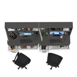 Комплект из двух рабочих столов Сигма и двух компьютерных кресел чёрных