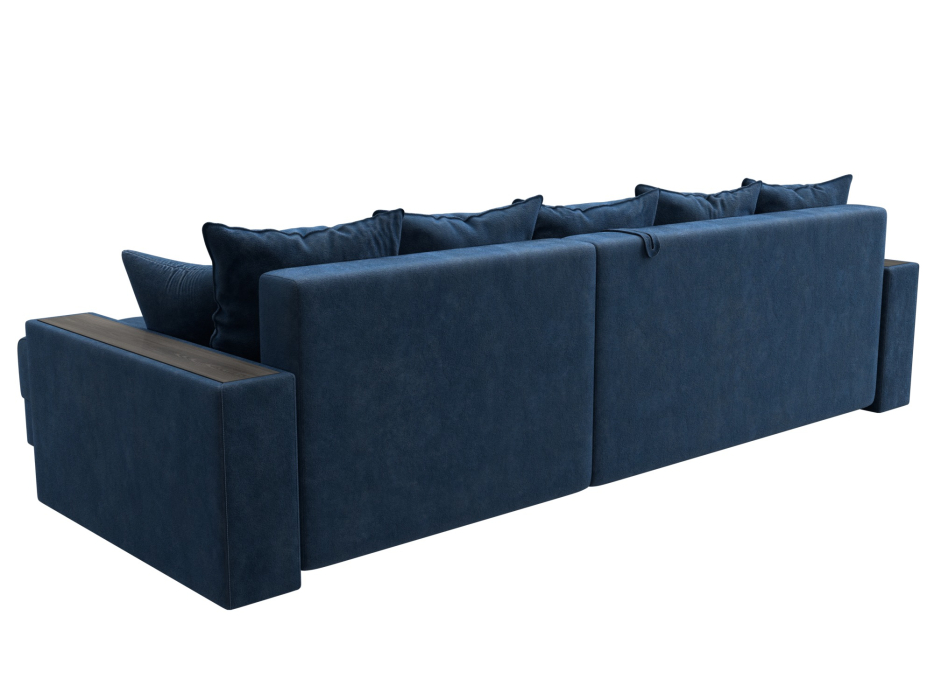 Диваны угловые в гостиную, Диван угловой с декором и полкой Лига-050 НПБ, велюр BRUT 