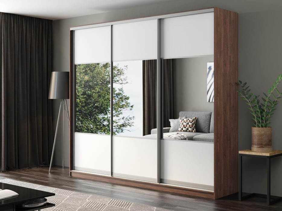 Шкафы-купе, Шкаф-купе Айсберг 270 ШАМОНИ ТЕМНЫЙ (белый/комбинированный)