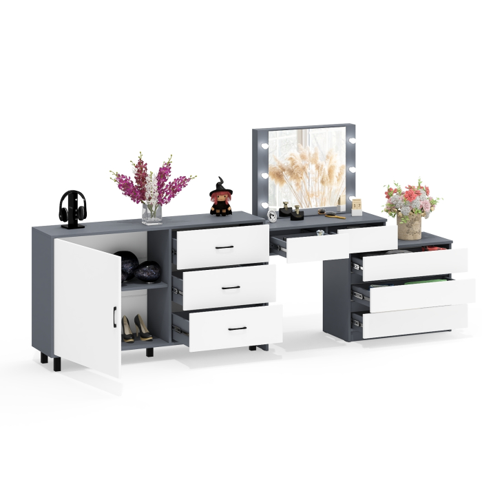 Туалетные столики, Стол-трансформер косметический с подсветкой 110 и комод-тумба три ящика 122-1504