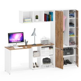 Шкаф для белья и одежды Лидер-8 и место для учёбы из письменного стола с полкой навесной