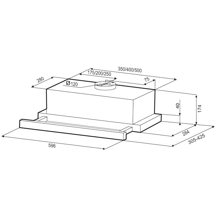 Вытяжки, Вытяжка кухонная UNA 600 PB