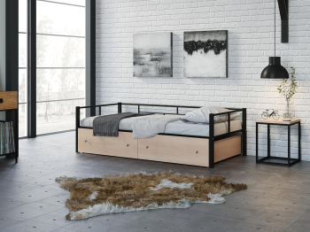 Односпальная кровать Арга ящики Дуб молочный