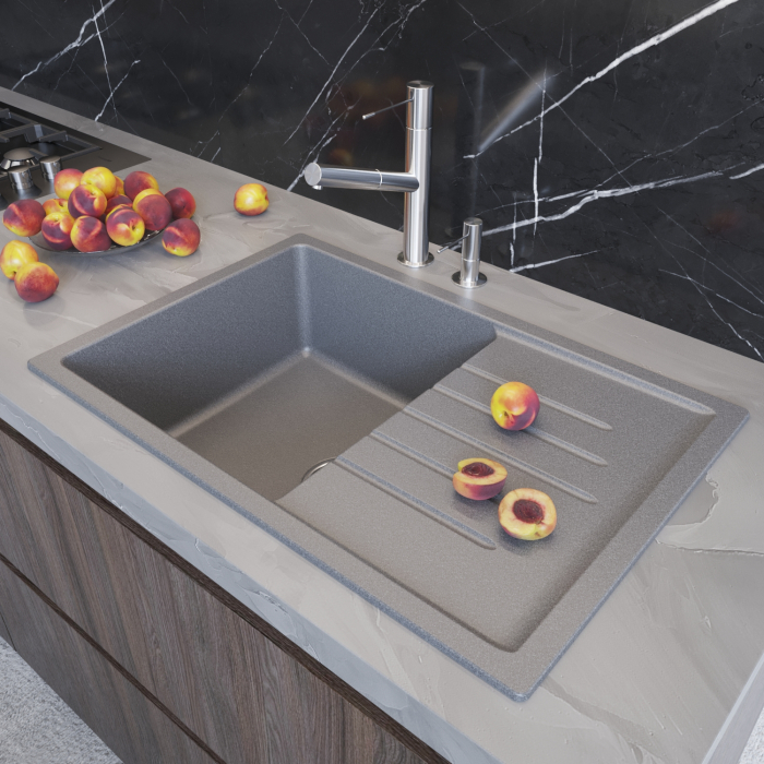 Кухонные мойки, Мойка ML-GM19 с крылом, 750*500*200мм NEW