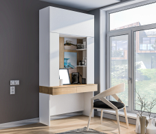 Прямые компьютерные столы, Стол с надстройкой Мальта СБ-3267 Белый,Дуб Гамильтон/МДФ Белый