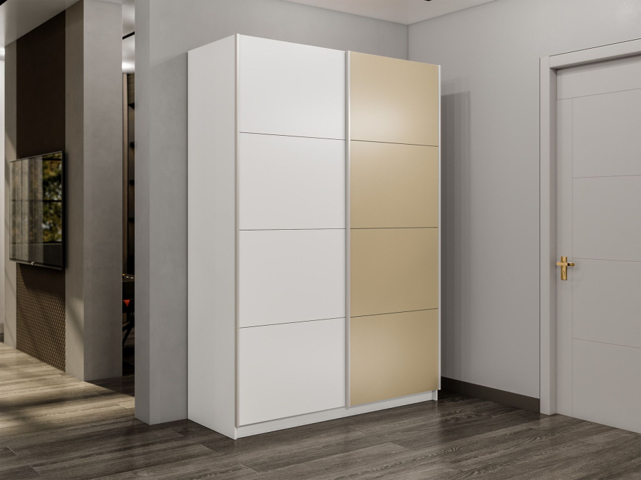 Шкафы-купе 2-х дверные, Шкаф-купе Прайм 2-х дверный ДСП/Стекло фисташка/Доводчики 140х57х230