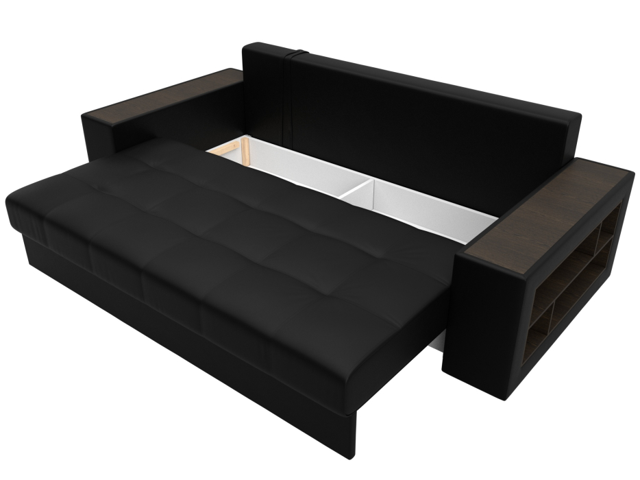 Диваны еврокнижки, Диван прямой Дубай полки справа, экокожа GRIFON