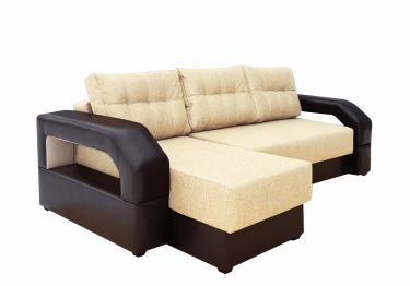 Диван угловой Манчестер 160 с подсветкой, правый, рогожка/экокожа