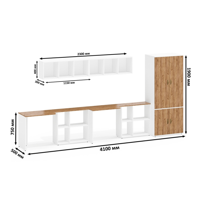Домашние кабинеты, Мебель для работы и хранения вещей для двоих Лидер-8 № 48