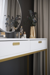 Консоль Дрим К02 PUSH-OPEN Ясень браш белый/золото 