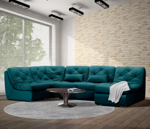 Диван модульный Борнео со спальным местоп П-образный, велюр