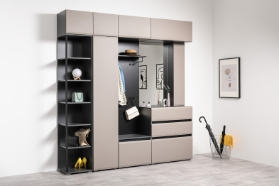 Шкаф навесной Сидней 16.314.06, антрацит, веллюто капучино