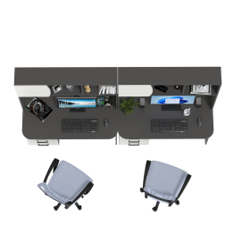 Комплект из двух рабочих столов Сигма и двух компьютерных кресел серых