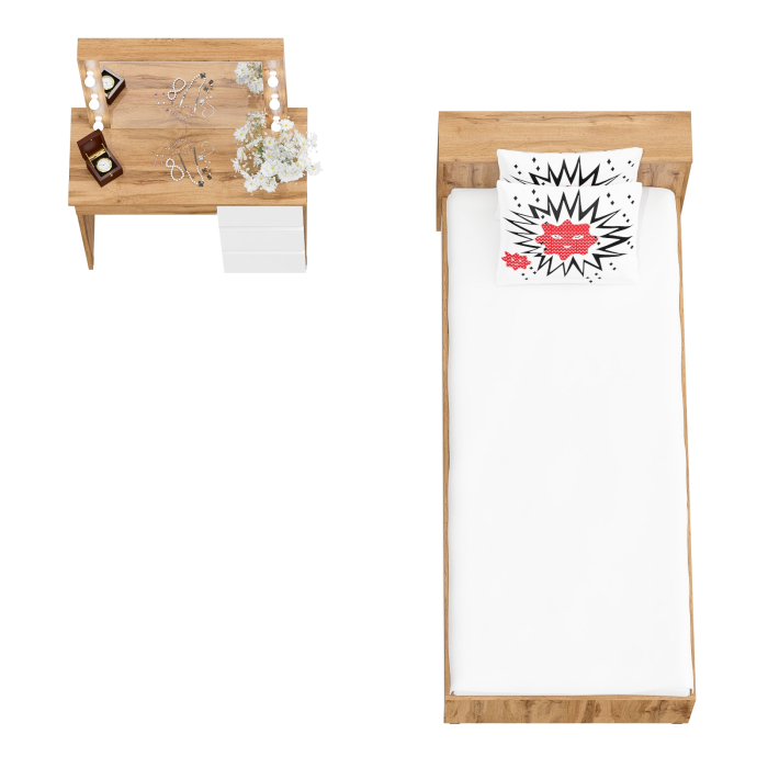 Спальные гарнитуры, Кровать с ящиками Ксения 900 и столик косметический с подсветкой Сура