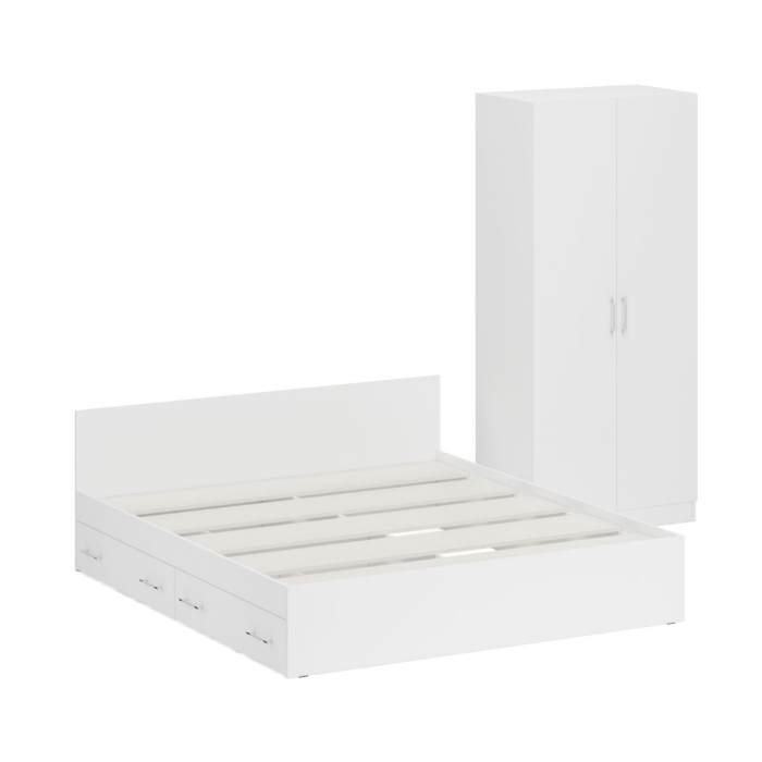 Спальные гарнитуры, Двуспальная Кровать с ящиками 1800 со шкафом для одежды 2-х створчатым Стандарт