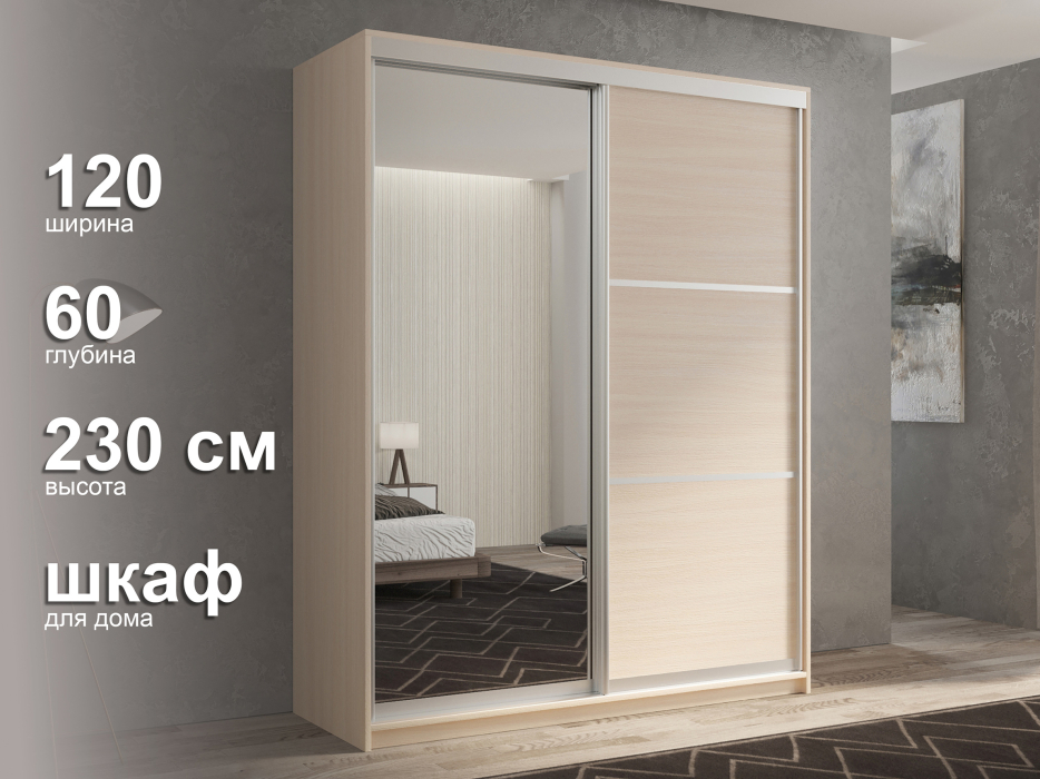 Шкафы-купе 2-х дверные, Шкаф-купе 2х дверный Кааппи 2 120х60