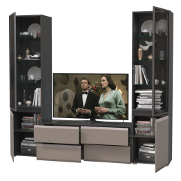 Стенка для гостиной со стеклянными фасадами Сидней № 11