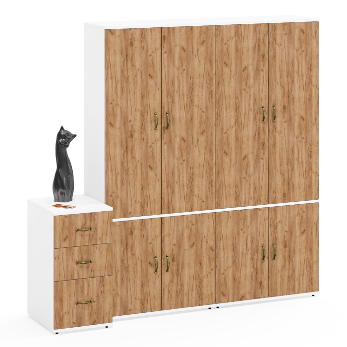 Домашние кабинеты, Мебель для офиса из двух платяных шкафов Лидер-8 20Б и подкатной тумбы 3.16