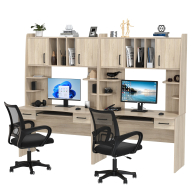 Прямые компьютерные столы, Два рабочих стола Бета и два кресла 103 чёрных