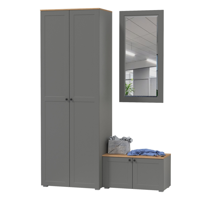 Прихожие, Тумба две дверки и шкаф для одежды с зеркалом Остин