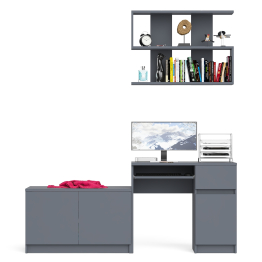 Стол компьютерный однотумбовый Мори МС-1 правый с верхней полкой 900 и тумбой