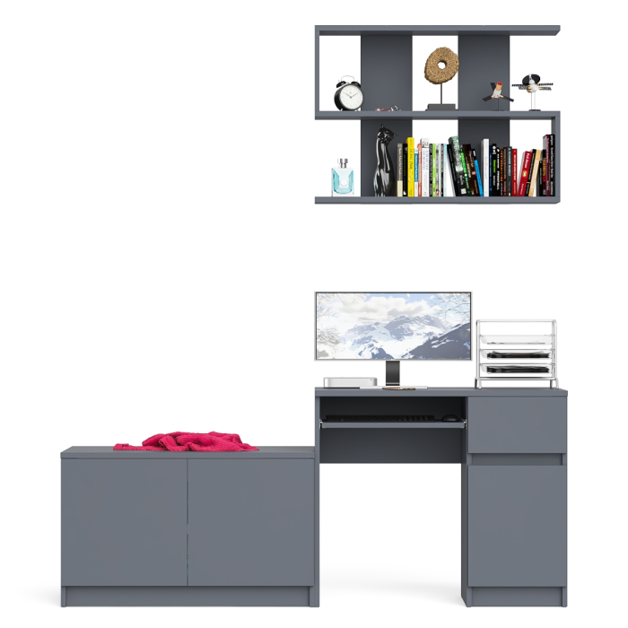 Прямые компьютерные столы, Стол компьютерный однотумбовый Мори МС-1 правый с верхней полкой 900 и тумбой