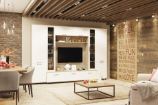 Стенки для гостиной, Модульная гостиная Грейс композиция 9  Ясень Асахи