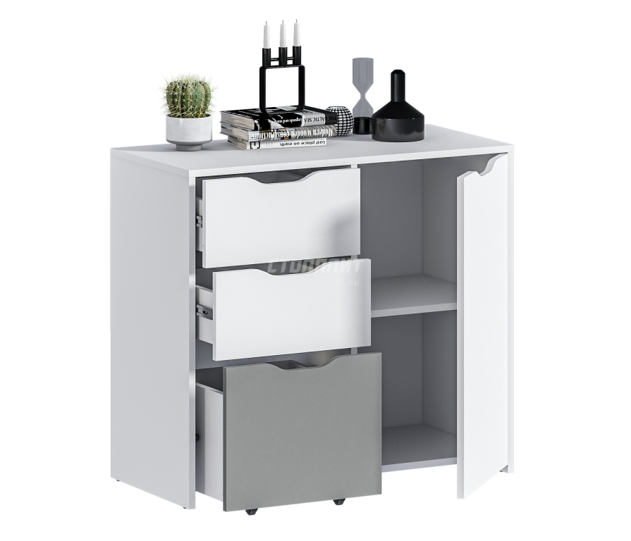 Комод Mika / Мика СБ-3282 Белый/Белый,Серый