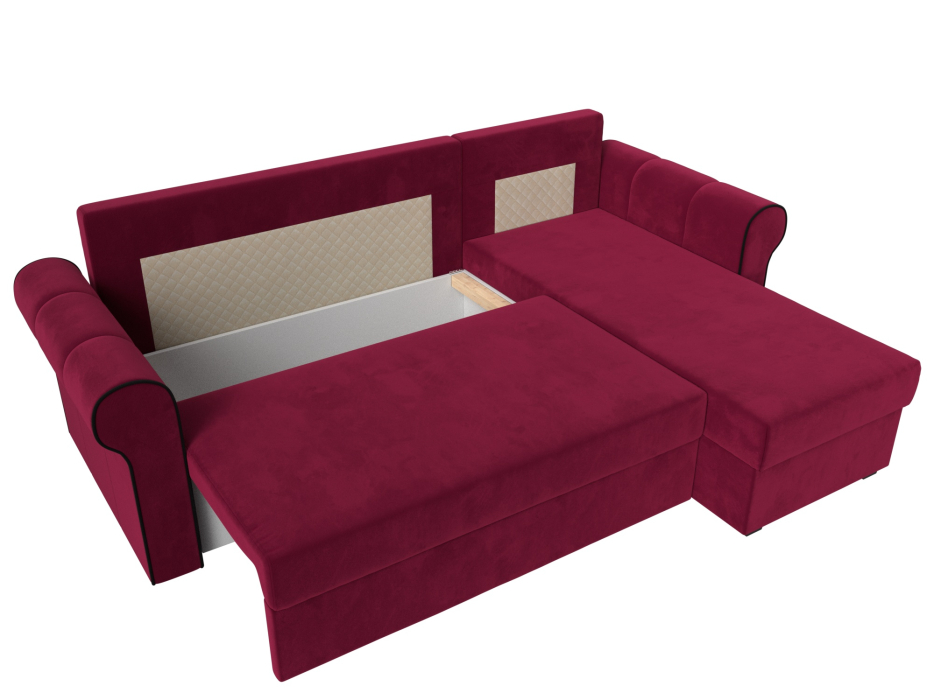 Диваны угловые в гостиную, Угловой диван-кровать Рейн, еврокнижка, микровельвет, правый